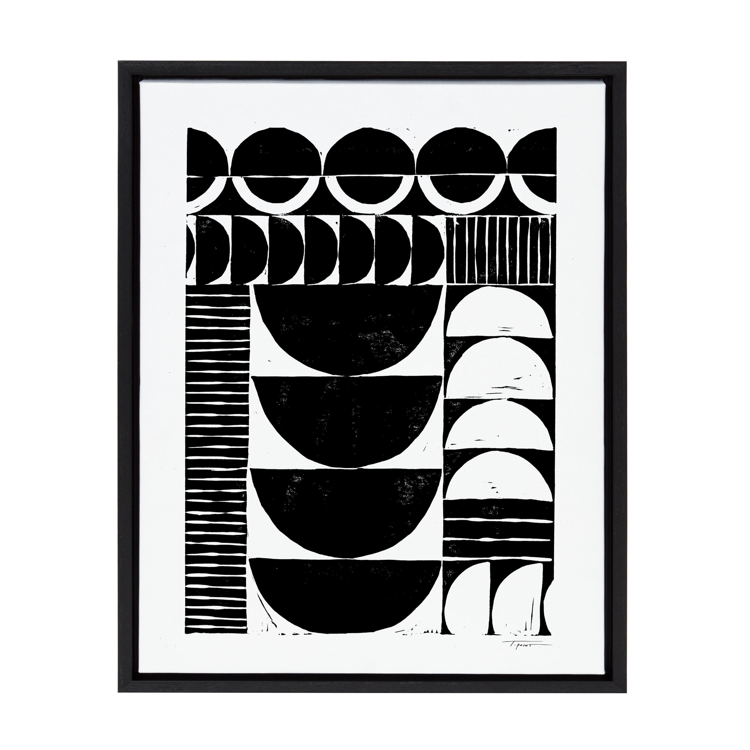 Sylvie Black and White Abstract Canvas Print with Frame
