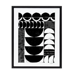 Kate and Laurel Abstract Modern Circular Pattern Block Print Framed Canvas Art Print, 18" x 24", by Statement Goods