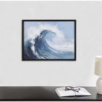 Kate and Laurel  Abstract Painterly Coastal Ocean Wave Framed Wall Art by The Creative Bunch Studio, 16x12 Black, Modern Beach Waves Art for Wall