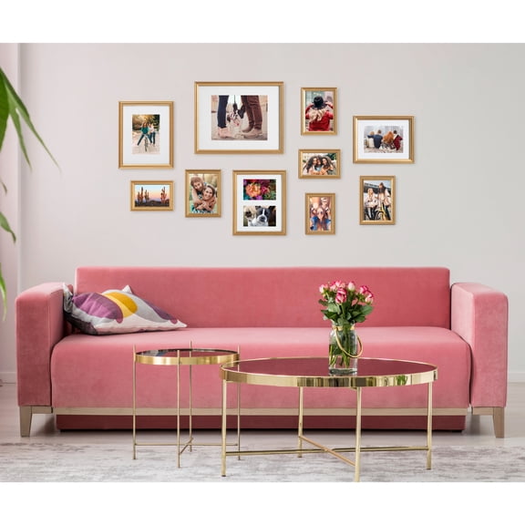 Kate And Laurel Adlynn Traditional Picture Frame Set, Set Of 10, Varying Sizes, Gold, Vintage Wall Frame Set Collection with Hanging Template for Gallery Wall Picture Frame Display
