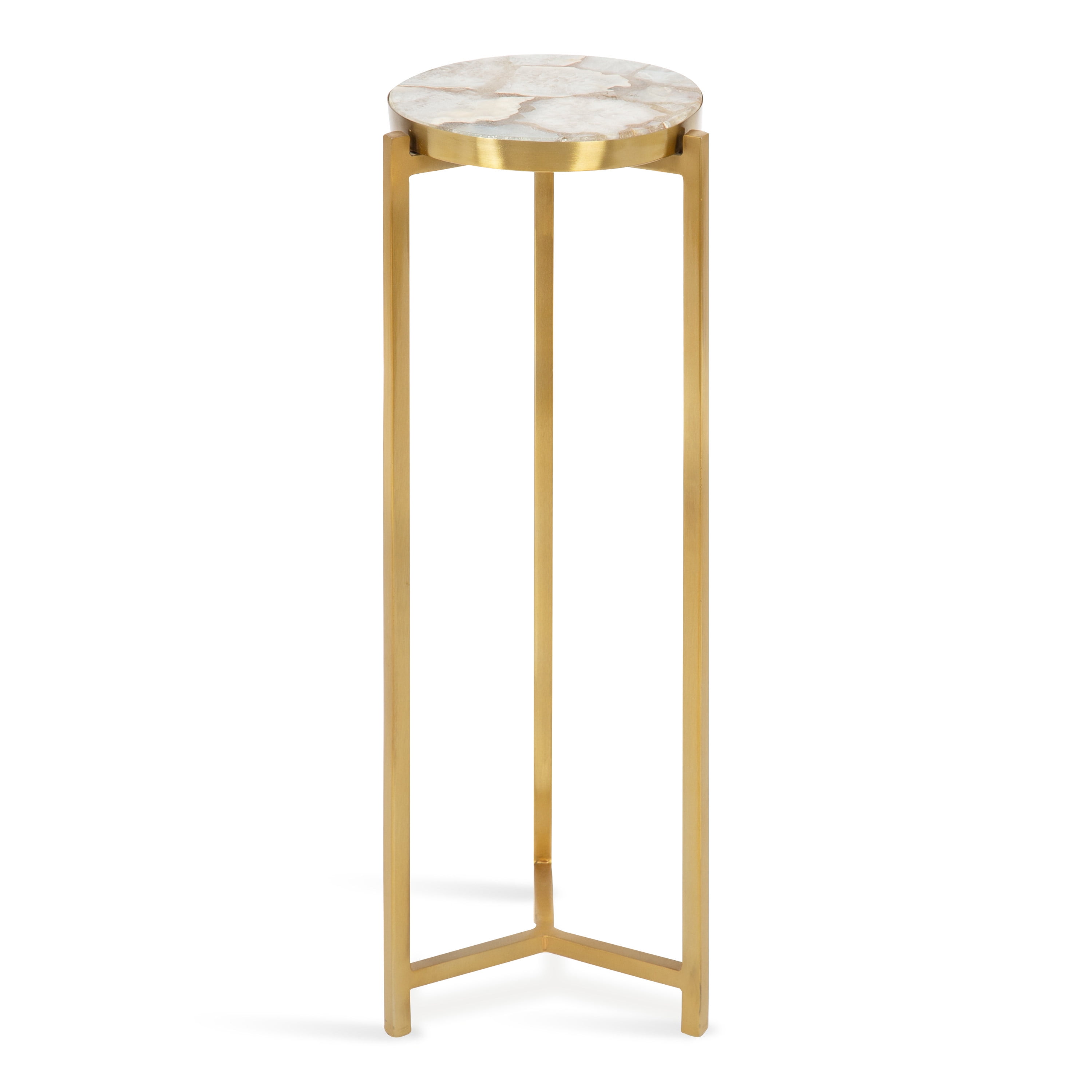 Round White Marble and Gold Metal Drink Table