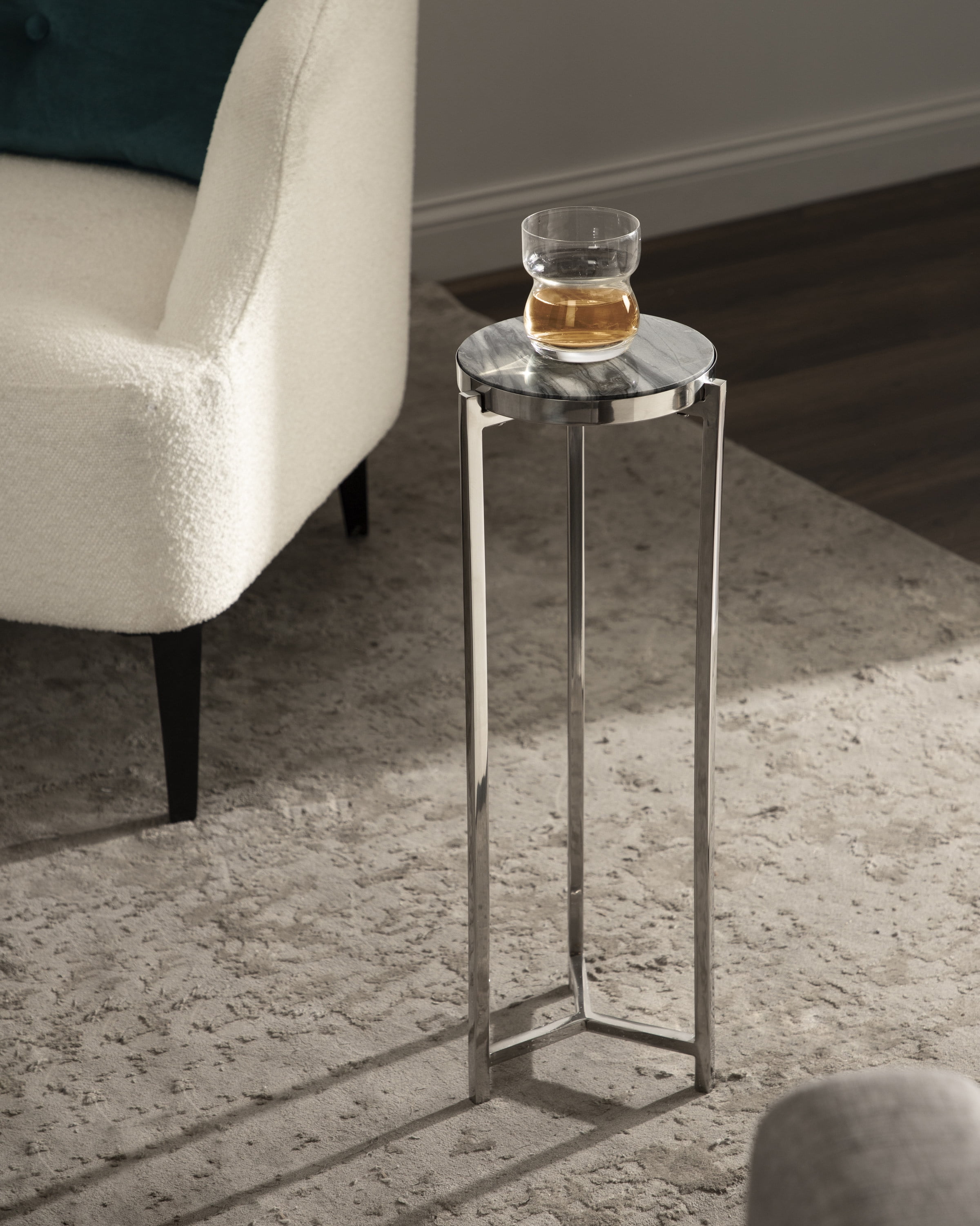 Kate and Laurel Aguilar Modern Drink Table, 9 x 9 x 23, Gray and Silver ...
