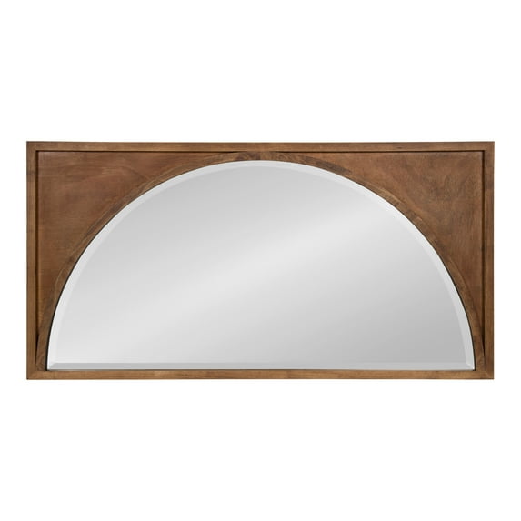Kate and Laurel Andover Modern Casual Wood Framed Wall Panel Arch Mirror with Beveled Edge, Light Brown, 42x21.5