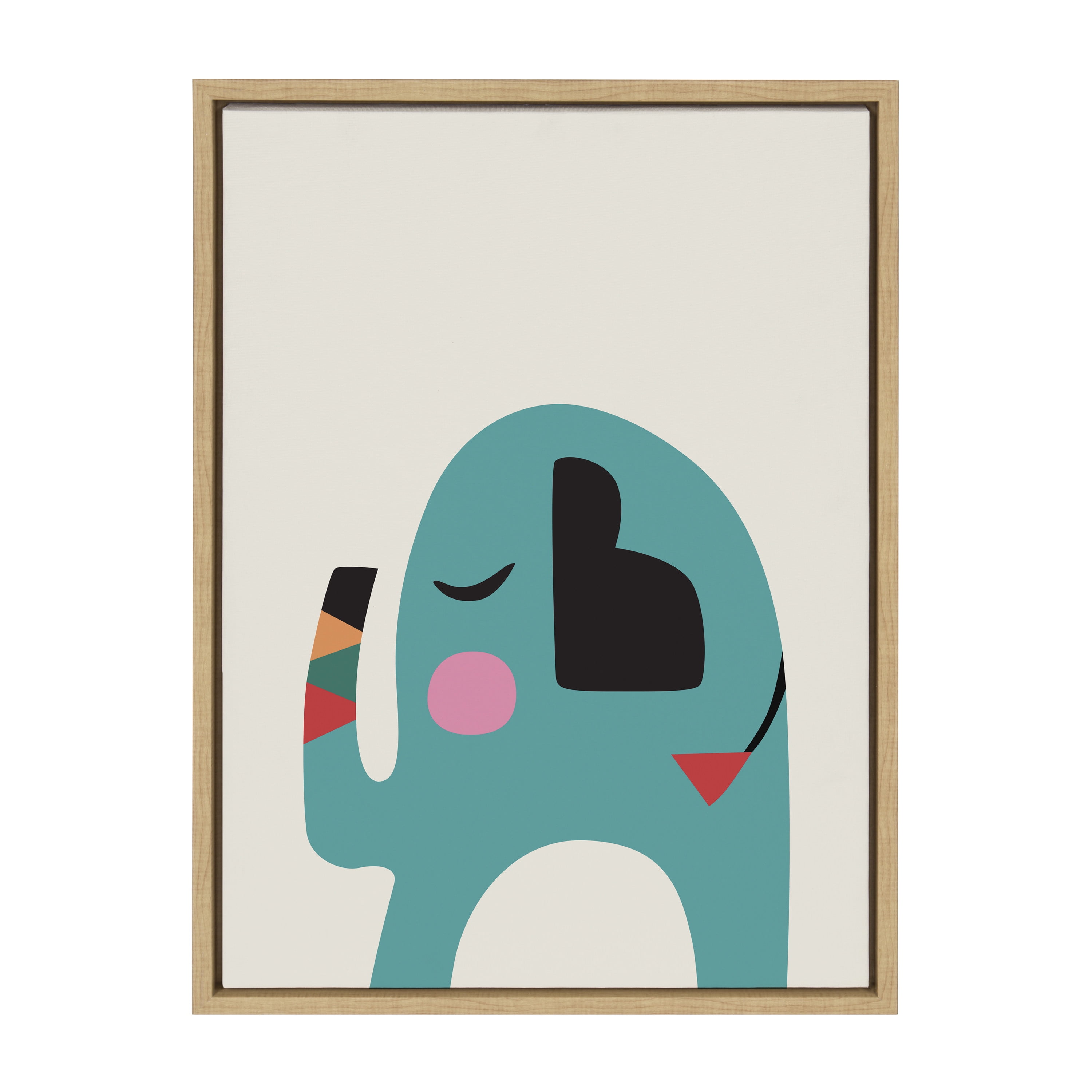 Colorful Mid Century Modern Baby Elephant Canvas Wall Art