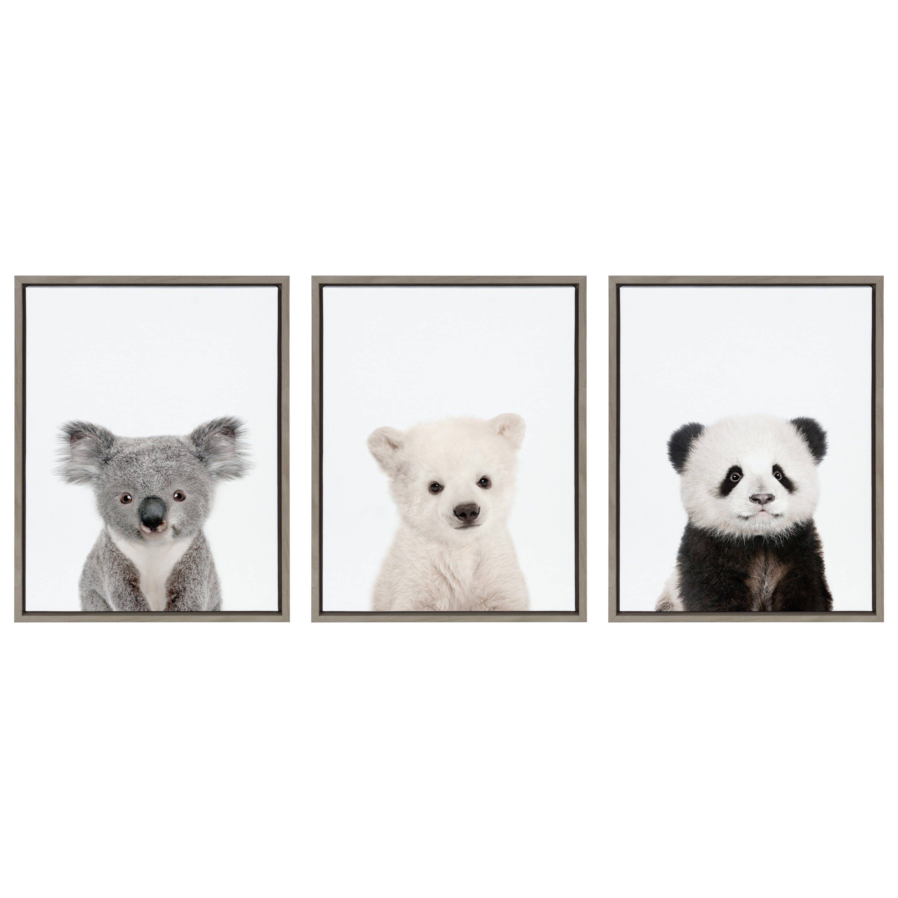 Sylvie Three Bears Framed Canvas Wall Art Set for Kids