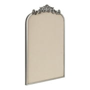 Kate and Laurel Arendahl Arch Pinboard, Silver, 19 x 31, Framed Arched Ornate Vintage Pinboard for Unique Display, Organization, and Decor Options