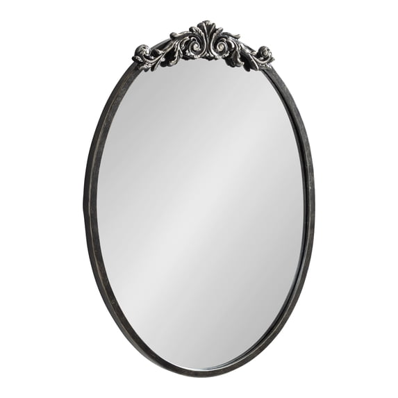 Kate and Laurel Arendahl Ornate Glam Oval Wall Mirror, 18 x 24, Antique Black, Beautiful Bohemian Mirror for Wall