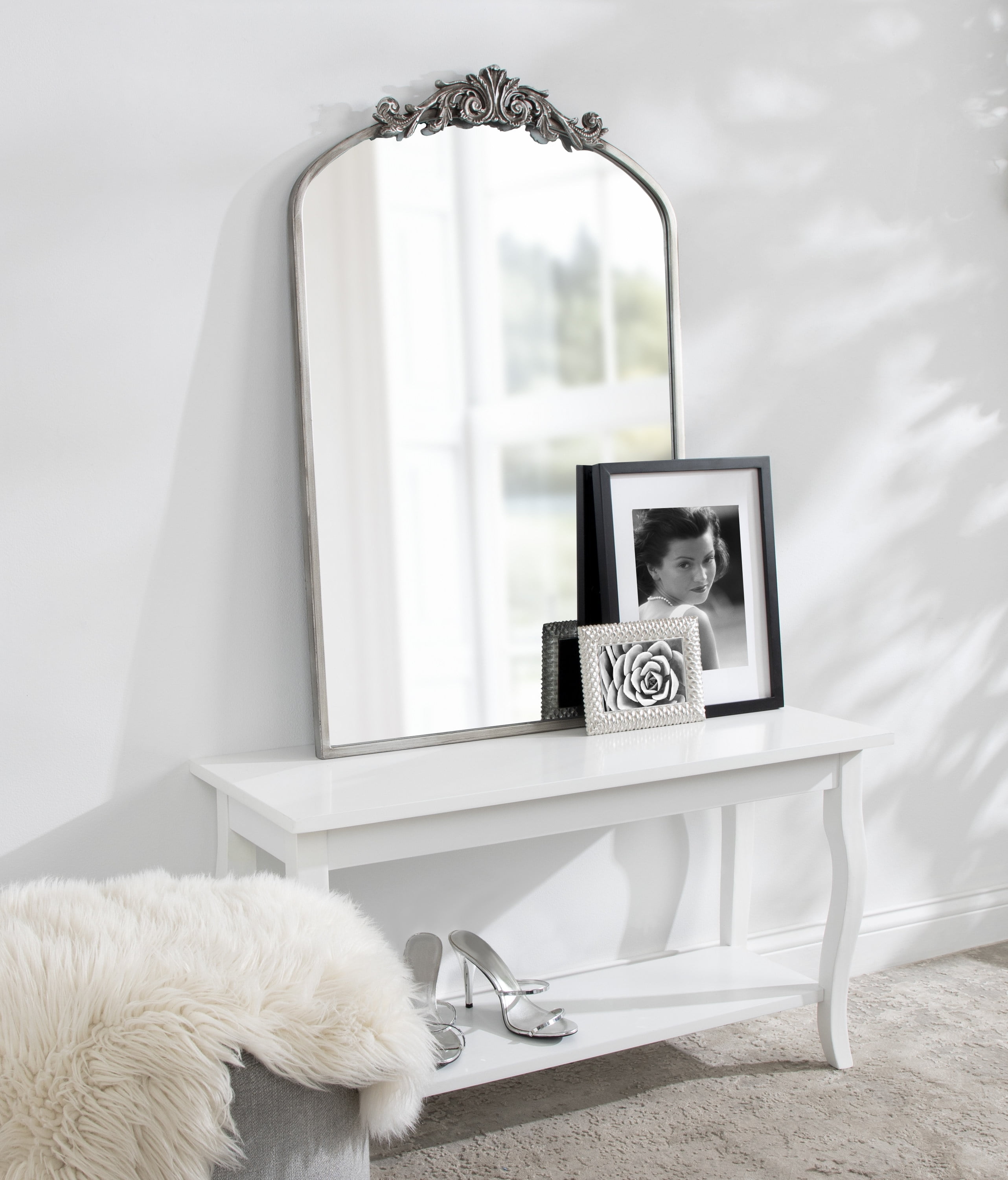 Arendahl 40'' Silver Antique Finish Baroque-Inspired Decorative Wall Mirror