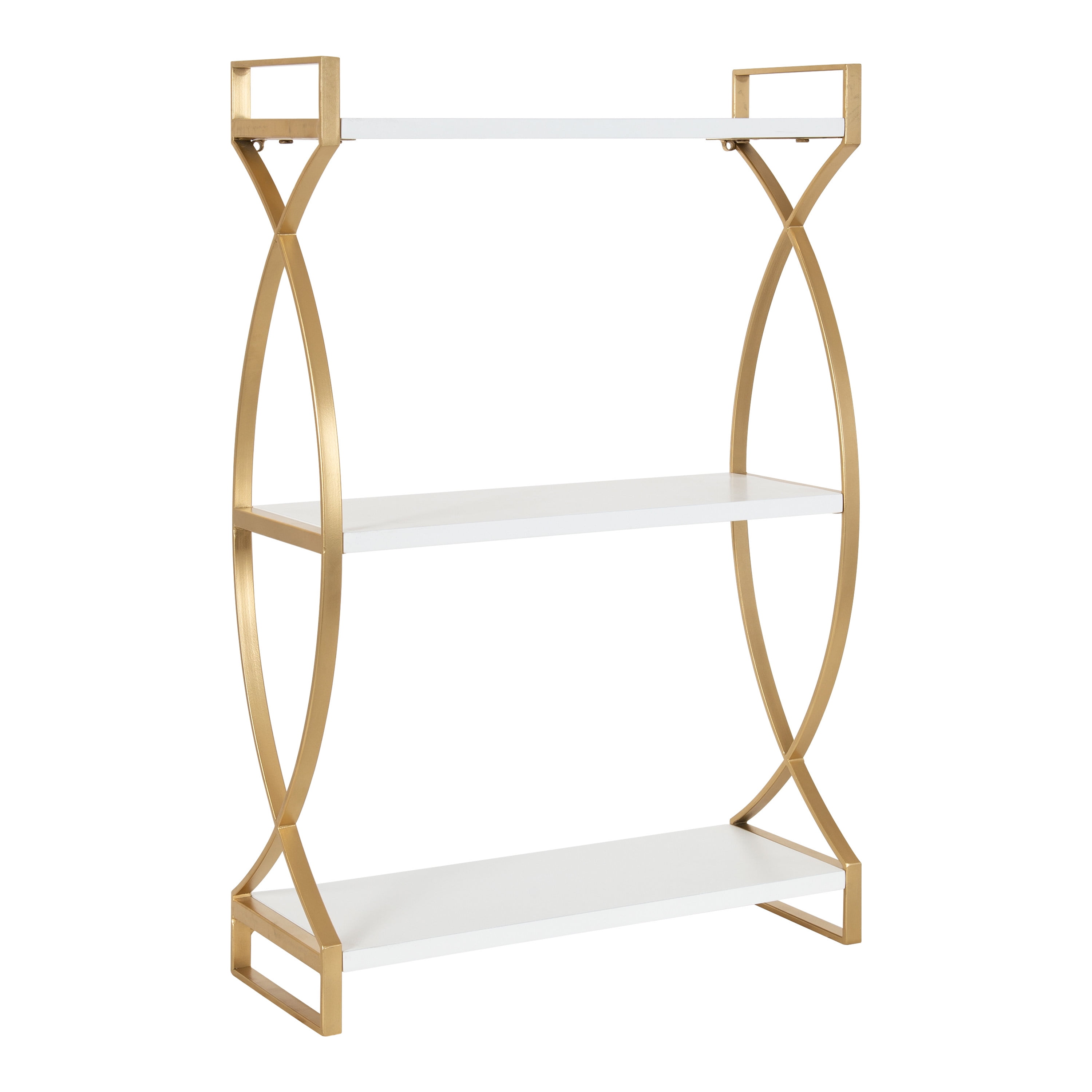 Kate and Laurel Arietta Rectangle MDF Accent Shelf, 18x7x28, Gold and White