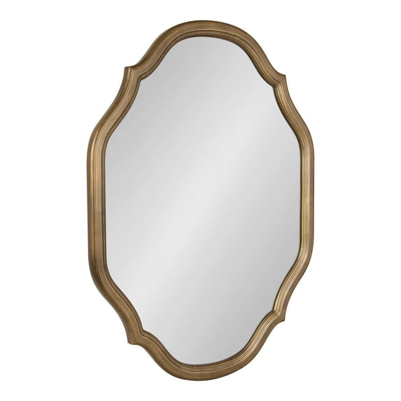Kate and Laurel Augustina Glam Scalloped Mirror, 27 x 37, Antique Gold, Vintage Golden Framed Wall Mirror
