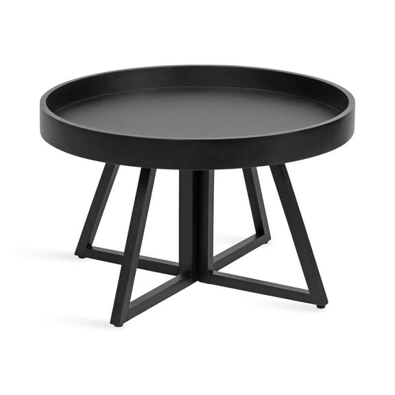 Kate and Laurel Avery Modern Wooden Round Coffee Table, 30 x 30 x 18, Black, Decorative Transitional Living Room Coffee Table for Storage and Display