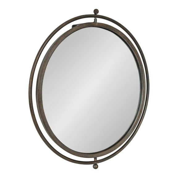 Kate and Laurel Baron Rustic Pivot Mirror, 21" Diameter, Raw Iron, Chic Farmhouse Accent Mirror or Bathroom Vanity