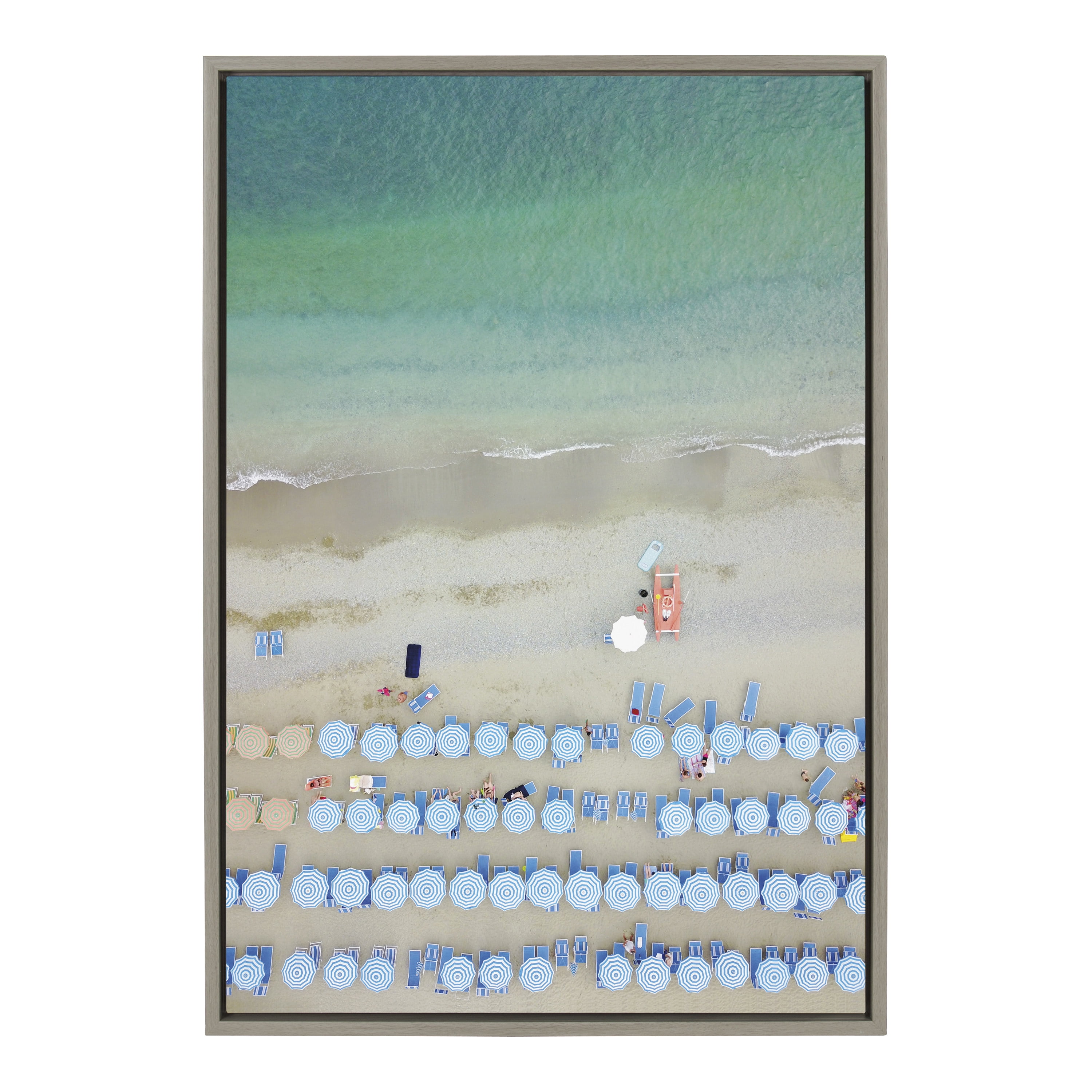 Monterosso Beach Aerial View Canvas Print with Gray Frame