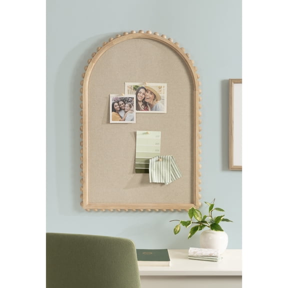 Kate and Laurel Beadbrook Modern Beaded Arch Wall Pinboard, 20 x 30, Light Natural, Arched Bulletin Board for Use as Dorm Room Decor or Vision Board