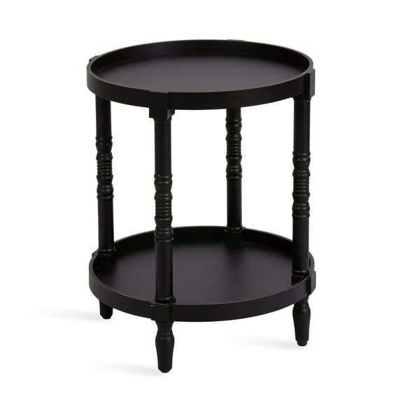 Kate and Laurel Bellport Traditional Round Side Table, 20 x 20 x 25, Black, Sophisticated Tiered Circle End Table with Turned Legs