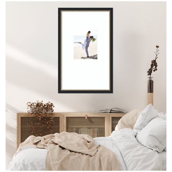 Kate and Laurel Belmont Black  Rectangle Picture Frame 16x26 Matted to 8x10 Black Decorative Photo Frame for Gallery Wall Decor