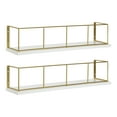 thumbnail image 1 of Kate and Laurel Benbrook 18-inch 2-Pack Wood and Metal Floating Wall Shelves, White and Gold, 1 of 3