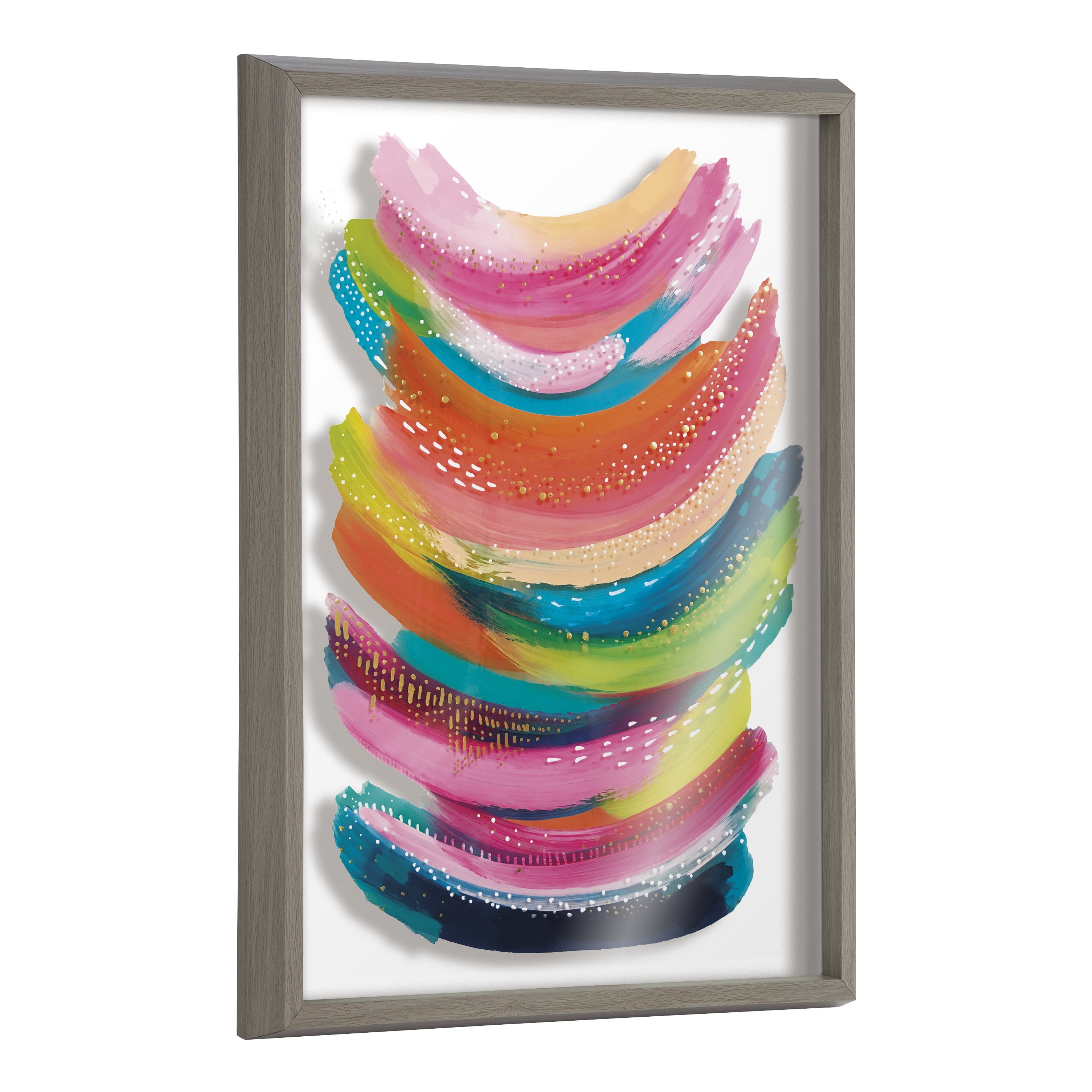 Bright Multicolor Abstract Glass Wall Art with Gray Frame, 18x24