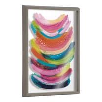 Kate and Laurel Blake Bright Abstract Framed Printed Glass Wall Art by Jessi Raulet of Ettavee, 18x24 Gray, Modern Colorful Abstract Art for Wall