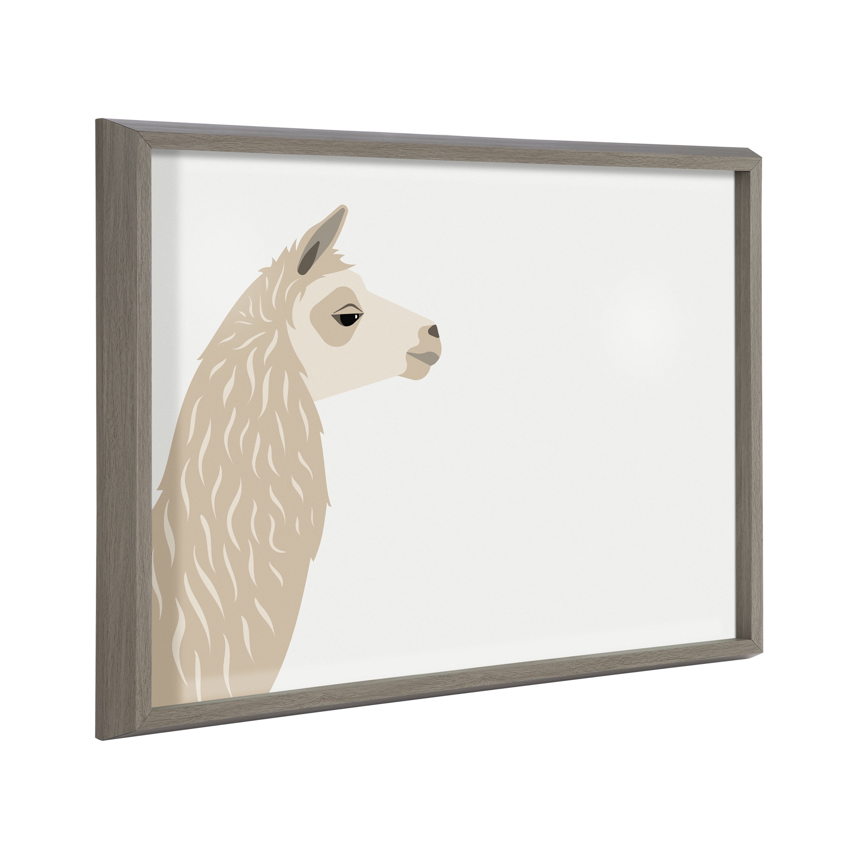 Kate and Laurel Blake Llama Larry Framed Printed Glass Dry Erase Wall Art by Rocket Jack, 18x24 Gray, Contemporary Printed Glass Wall Decor