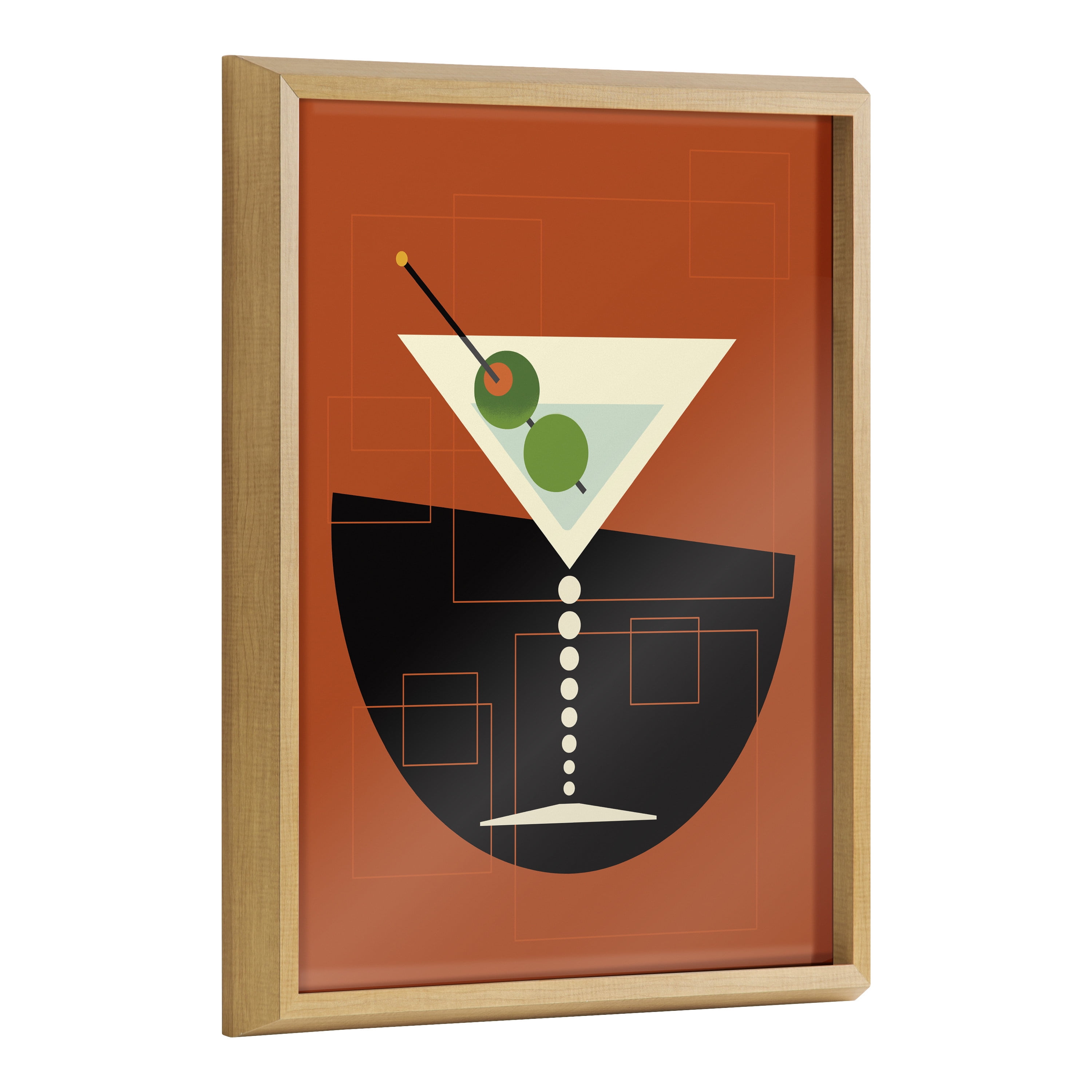 Amber Leaders Martini Print on Canvas with Natural Frame
