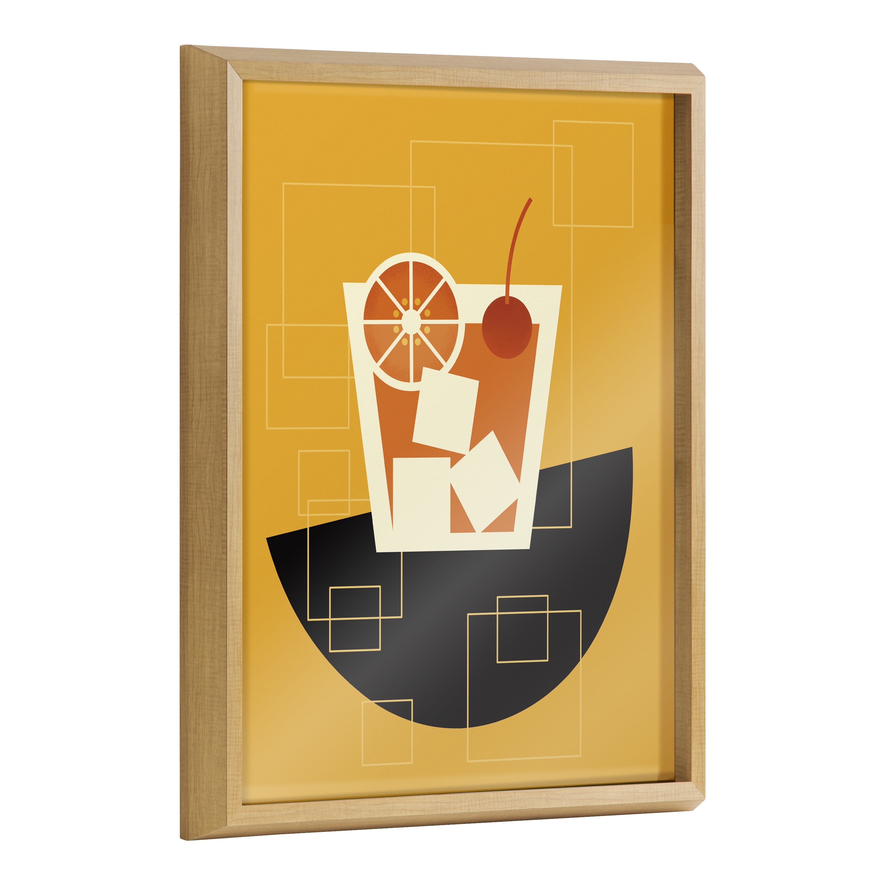 Mid-Century Modern Old Fashioned Cocktail Print on Glass
