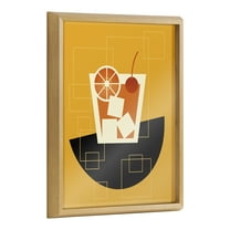 Kate and Laurel Blake Old Fashioned Framed Printed Glass Wall Art by Amber Leaders Designs, 16x20 Natural, Modern Colorful Drink Art for Wall Decor