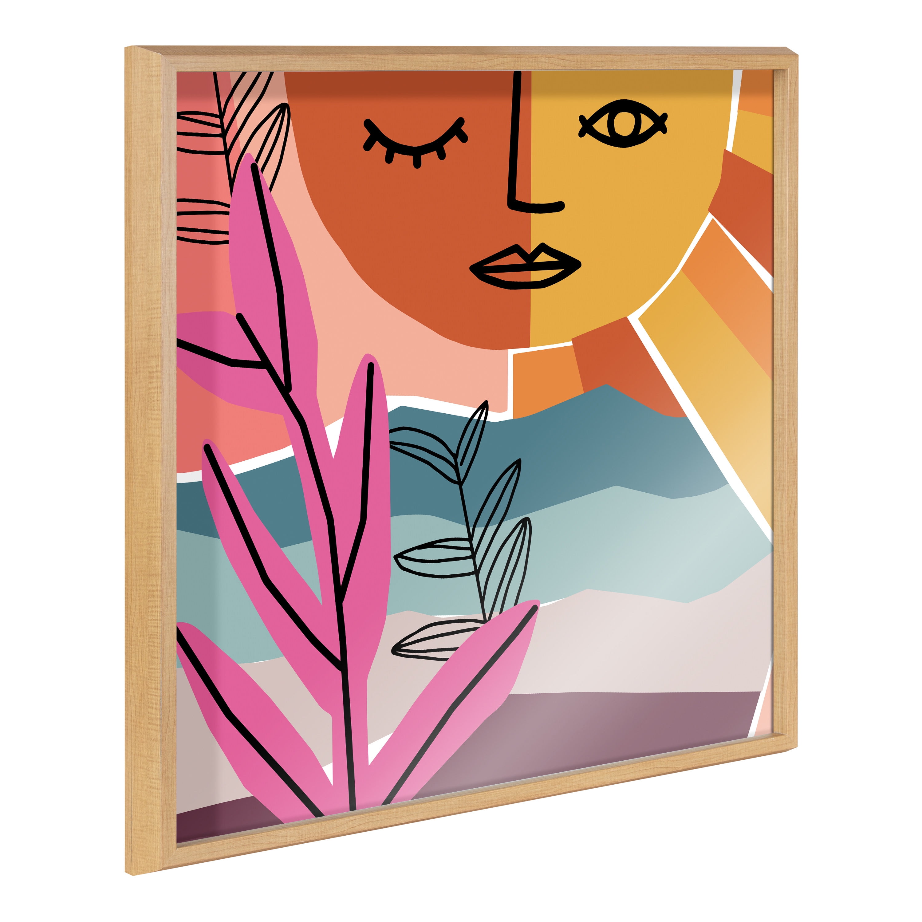 Abstract Colorful Acrylic Print with Natural Frame, 27" x 28.25"