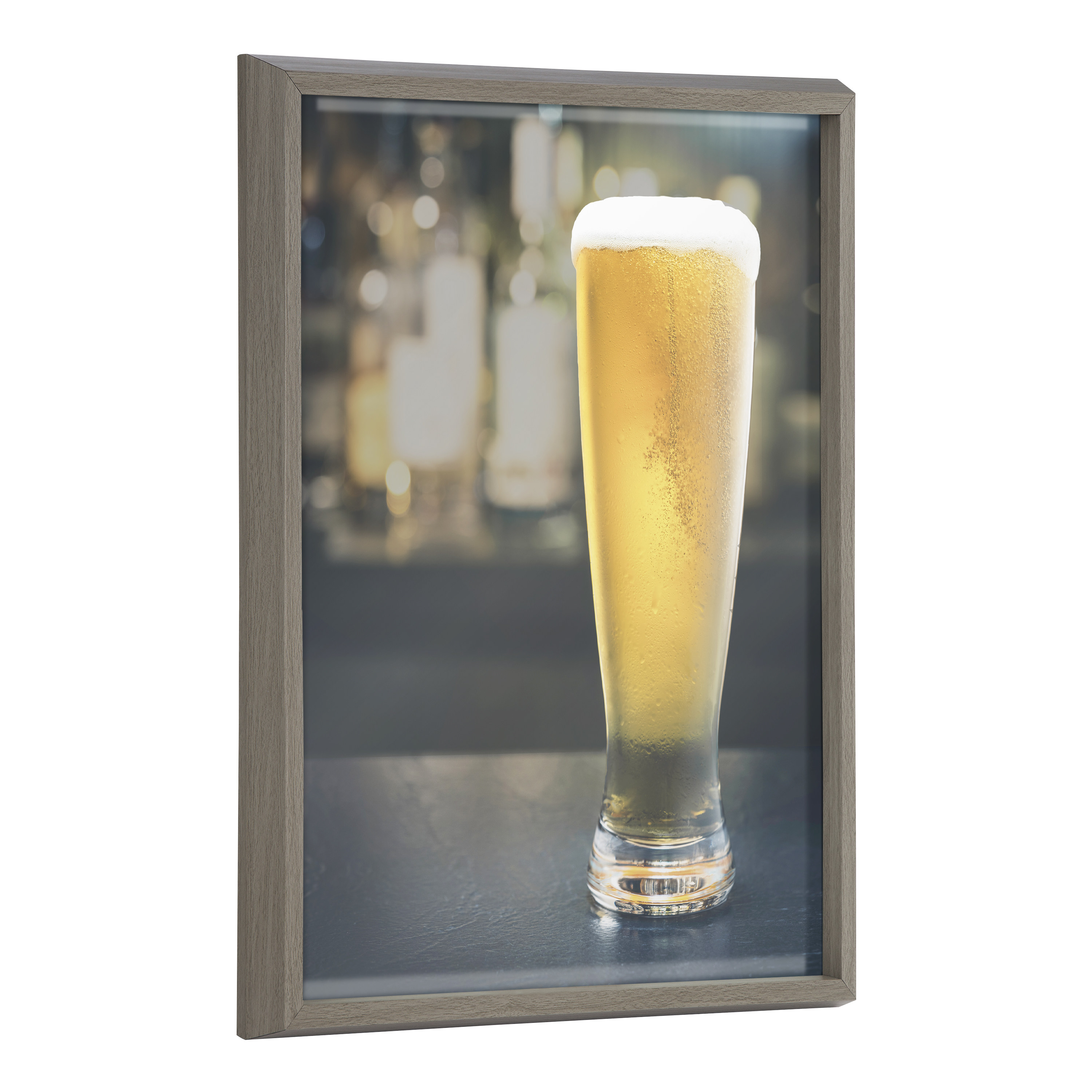 Kate and Laurel Blake Pub Framed Printed Glass Wall Art by Emiko and Mark Franzen of F2Images, 18x24 Gray, Decorative Beer Art for Wall