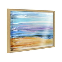 Kate and Laurel Blake Sand and Surf Framed Printed Glass Wall Art by Xizhou Xie, 18x24 Natural, Modern Abstract Bright Landscape Art for Wall