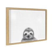 Kate and Laurel Blake Sloth Framed Printed Glass Wall Art by Simon Te of Tai Prints, 18x24 Natural, Chic Dry Erase Glass Wall Decor