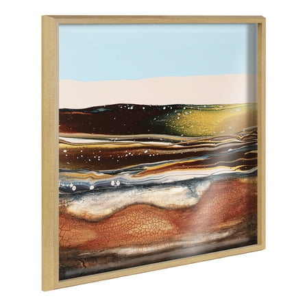 Kate and Laurel Blake Sonoran Desert Framed Printed Acrylic Wall Art by Xizhou Xie, 24x24 Natural, Modern Abstract Bright Landscape Art for Wall