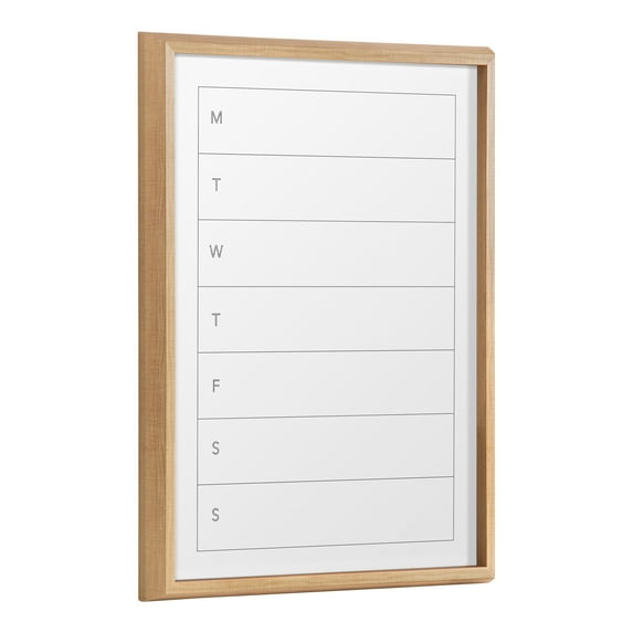 Kate and Laurel Blake Weekly Calendar or Menu Framed Printed Glass Dry Erase Board by The Creative Bunch Studio, 18x24 Natural, Wall Organization