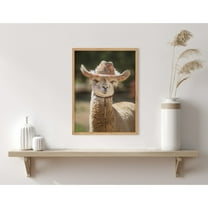 Kate and Laurel Boho Llama Alpaca Wearing A Western Cowgirl Hat Framed Wall Art by The Creative Bunch Studio, 12x16 Natural, Cute Llama Art for Wall