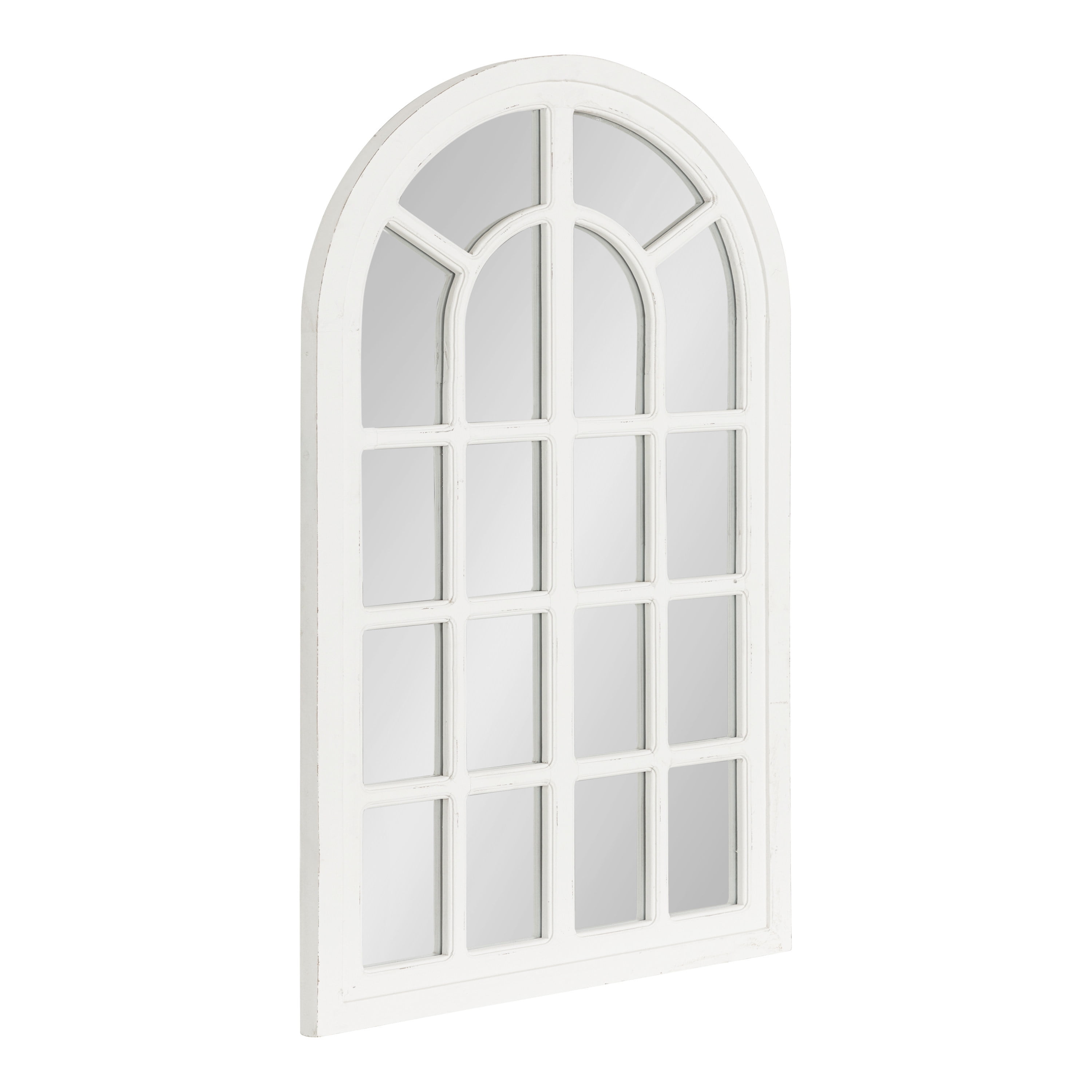 Boldmere 38"x22" Rustic Arch Farmhouse Wall Mirror in Distressed White