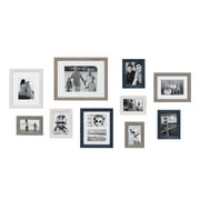 Kate and Laurel Bordeaux Coastal Gallery Wall Kit, Set of 10 with Assorted Size Frames in 3 Different Finishes, White, Blue and Gray