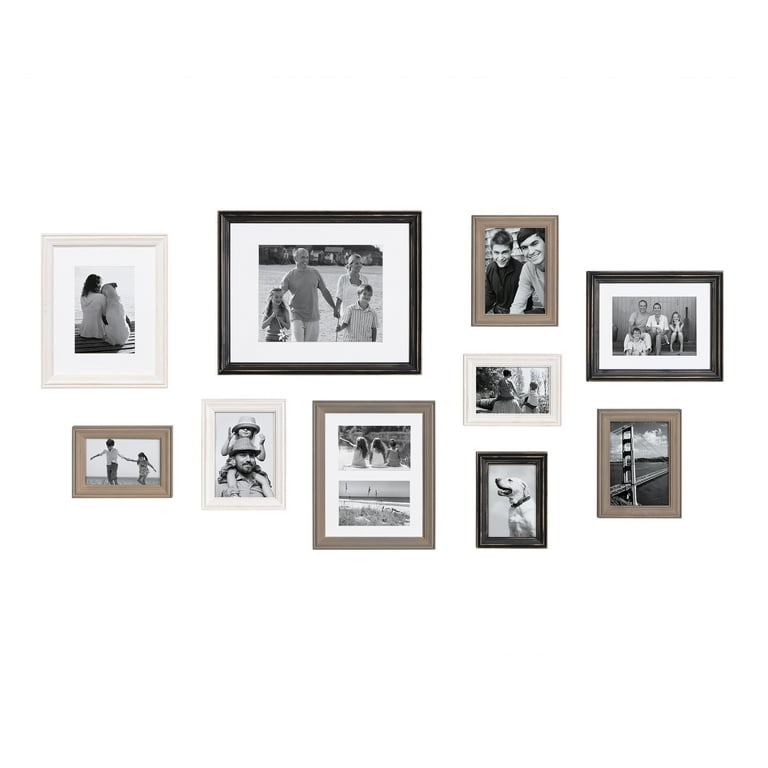 10 Piece Rayburn Gallery Picture Frame Set Three Posts Color: White Wash/Charcoal Gray/Rustic Gray