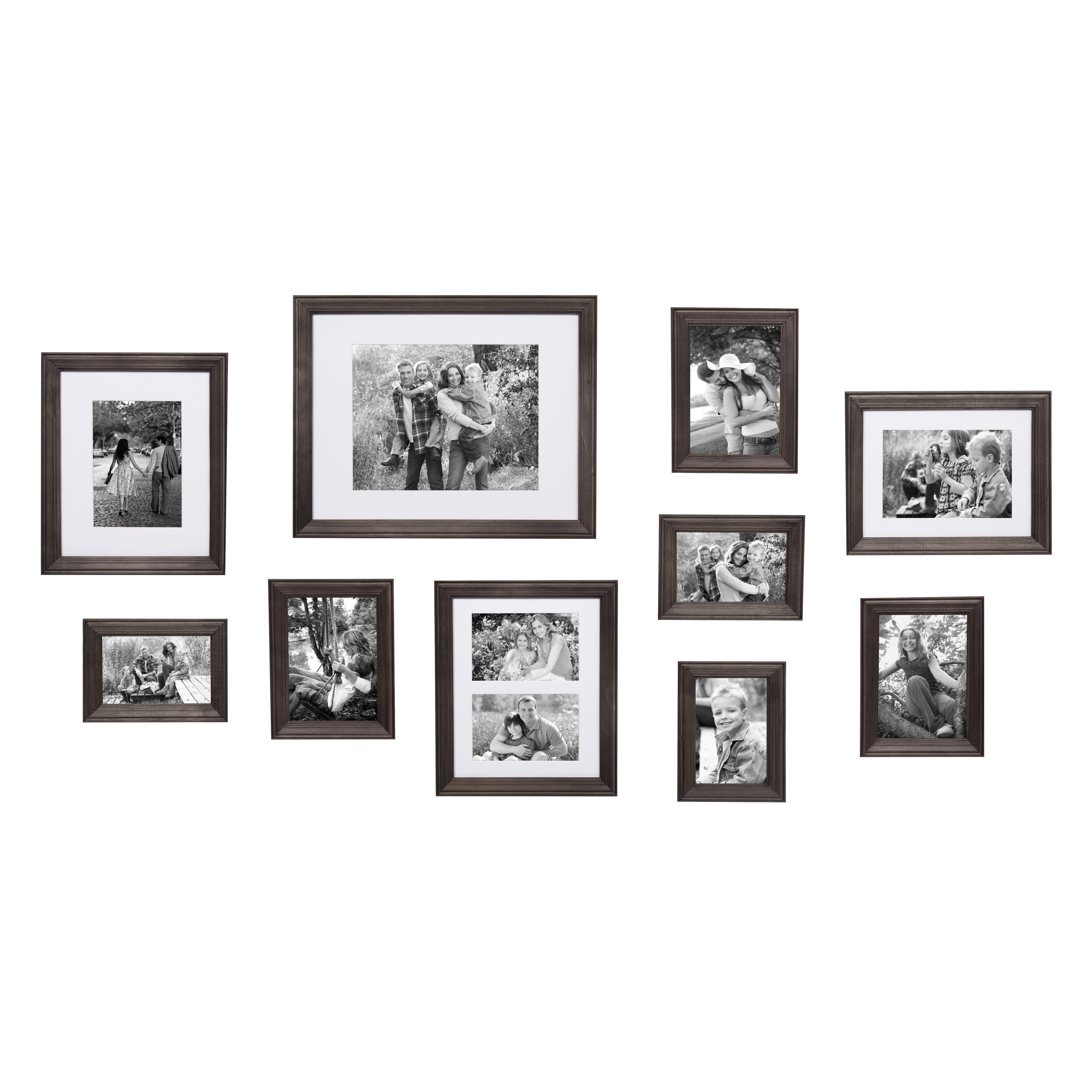 Kate and Laurel Bordeaux Gallery Wall Kit, Set of 10 with Assorted Size Frames with Charcoal Gray Finish