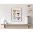 thumbnail image 1 of Kate and Laurel Botanical Coffee Shop Tea Cups Framed Wall Art by The Creative Bunch Studio, 12x16 Natural, Cute Coffee Mug Art for Wall, 1 of 7