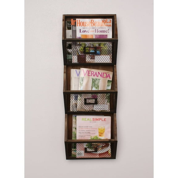 Kate and Laurel Burdock Rustic Wall Vertical Magazine Storage Rack