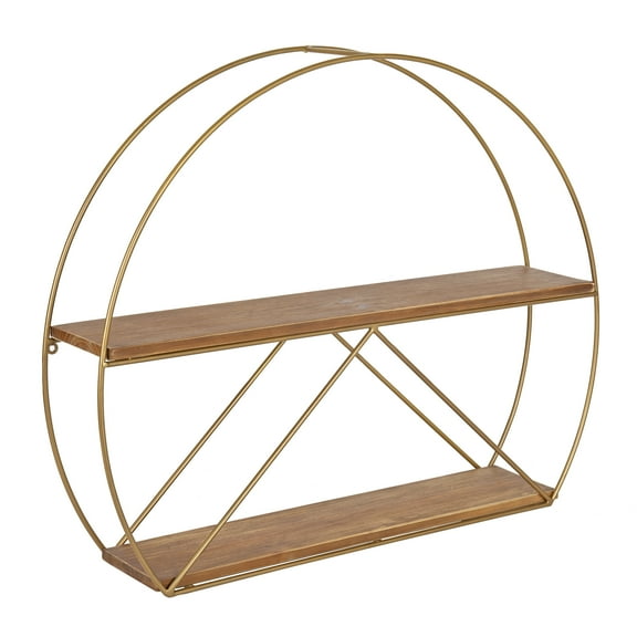 Kate and Laurel C-Shape Floating Shelves, 5.12" x 25.98", Brown