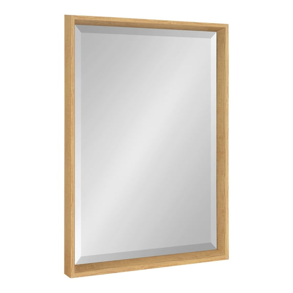 Kate and Laurel Calter Framed Beveled Wall Mirror, 19.5" x 25.5", Natural Woodgrain, Modern Transitional Wall Display