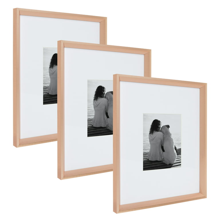 KSROECUD Rose Gold Picture Frames 11x14 Set of 2 with High Definition  Plexiglass, 11x14 Picture Frame with mat for 8x10 for Wall Mounting