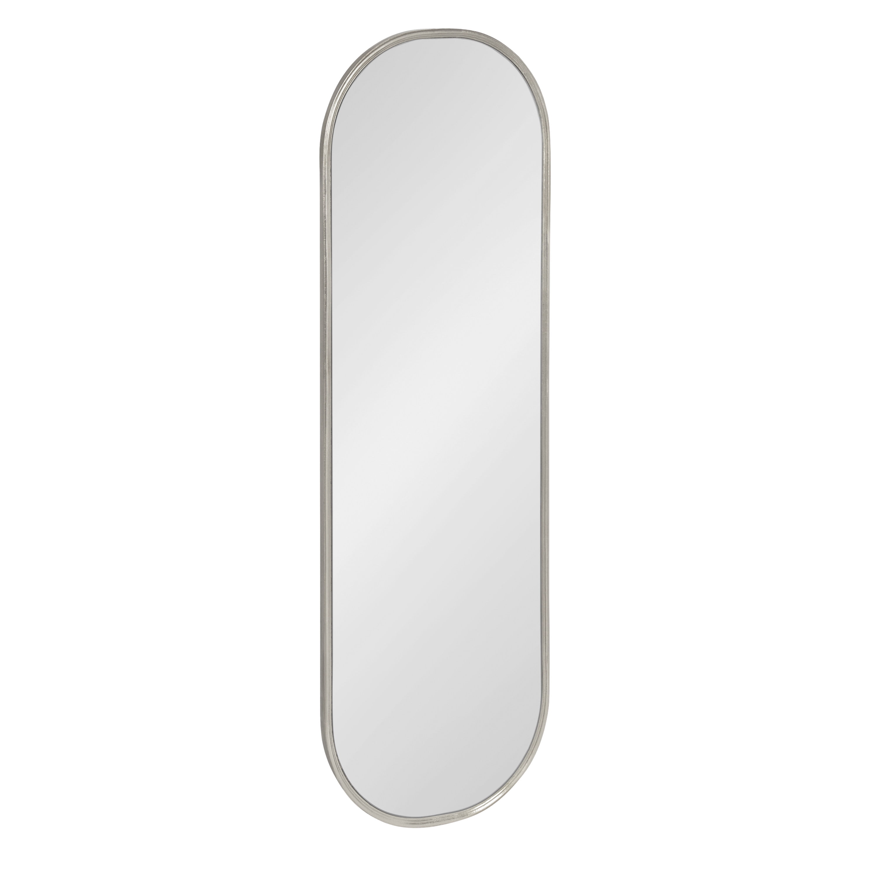 Kate and Laurel Caskill Modern Capsule Panel Mirror, 16 x 48, Silver,  Decorative Oval Full Length Accent Mirror for Wall