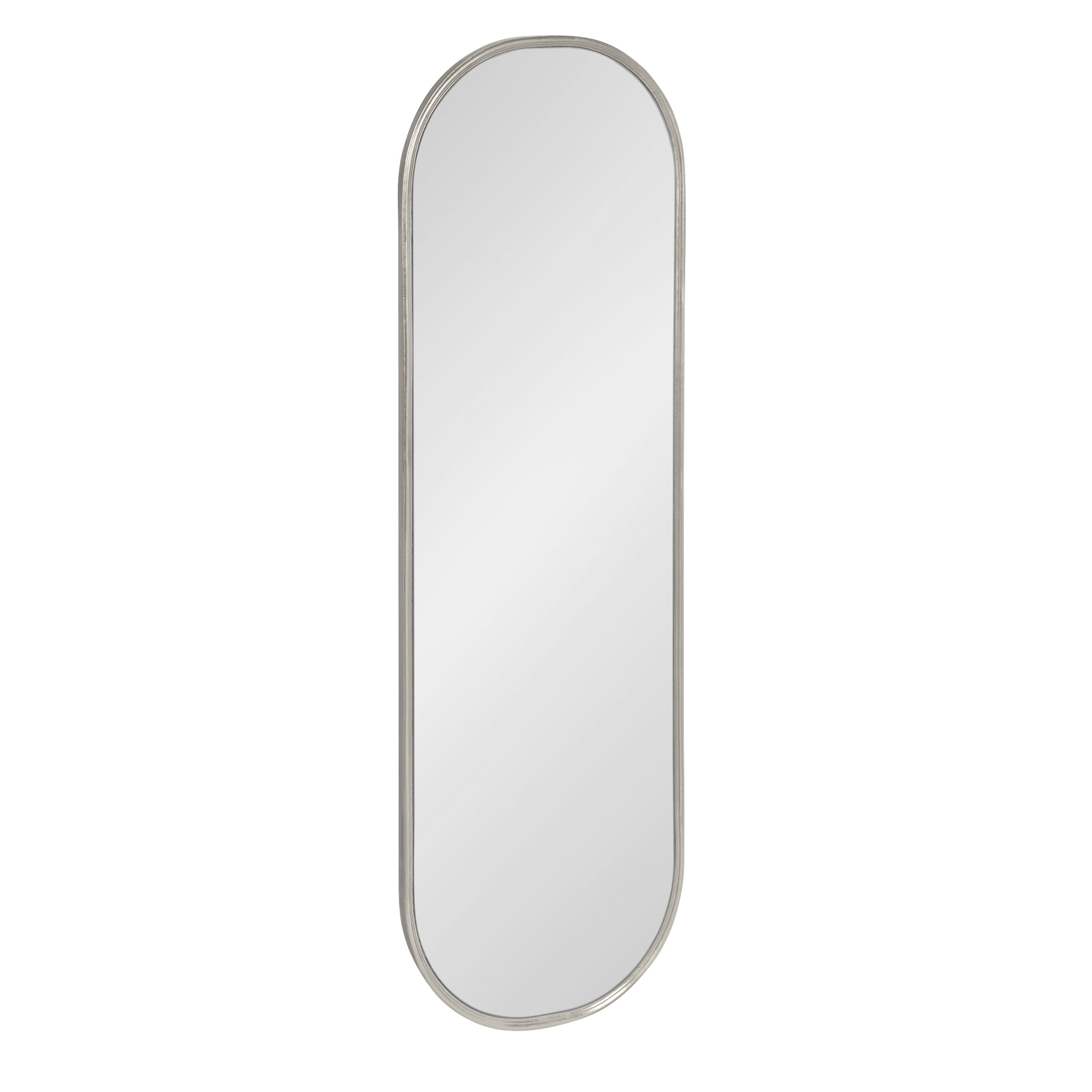 Kate and Laurel Caskill Modern Capsule Panel Mirror, 16 x 48, Silver, Decorative Oval Full Length Accent Mirror for Wall