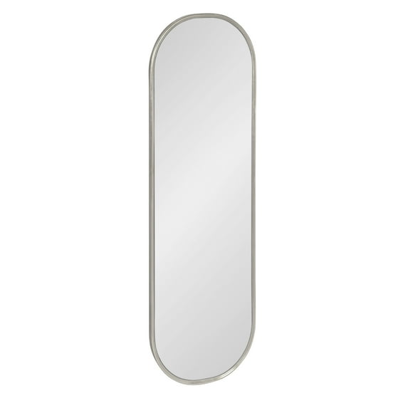 Kate and Laurel Caskill Modern Capsule Panel Mirror, 16 x 48, Silver, Decorative Oval Full Length Accent Mirror for Wall