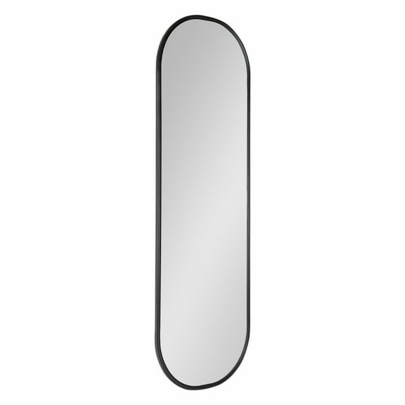 Kate and Laurel Caskill Modern Oval Mirror, 16" x 48", Black, Capsule-Shaped Accent Mirror for Entryway, Living Room, or Bathroom