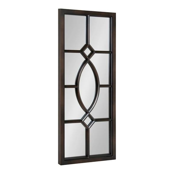 Kate and Laurel Cassat Window Wall Accent Mirror, 13" x 30", Dark Bronze, Rustic Windowpane Inspired Wall Decor
