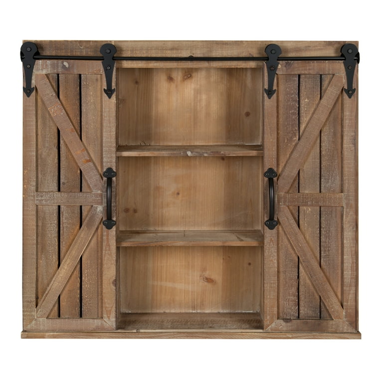 Kate and Laurel Cates Decorative Wood Wall Storage Cabinet with