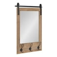 thumbnail image 1 of Kate and Laurel Cates Rustic Wall Mirror With Hooks, 18 x 28, Rustic Brown, Farmhouse Wall Decor with Function, 1 of 7
